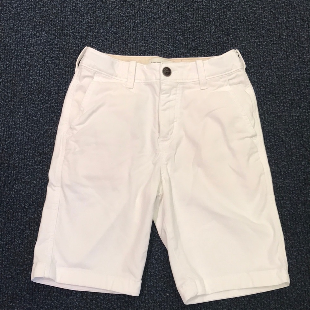 Boys white brushed twill Abercrombie shorts